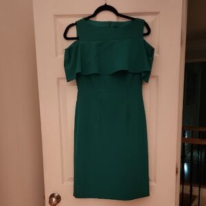 Chic Teal Off-Shoulder Midi Dress